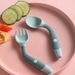 Baby Children Spoon Fork Set Soft Bendable Silicone Scoop Fork Kit Tableware Toddler Training Feeding Cutlery Utensil_viptrois.com