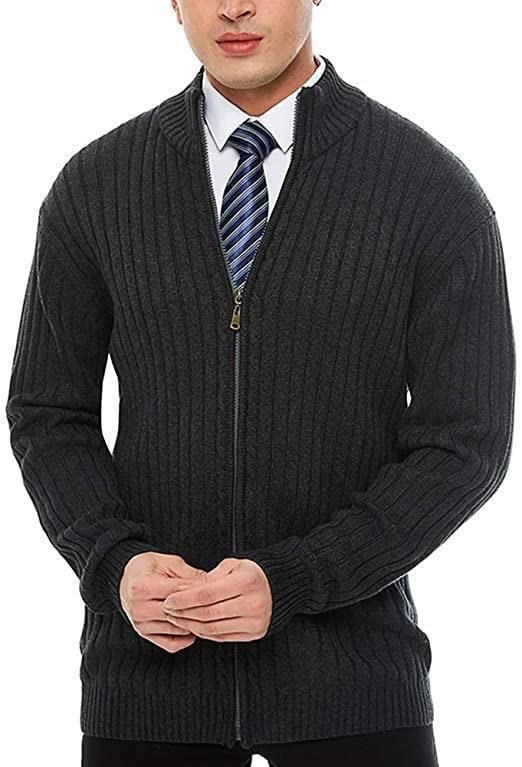 Men’s Slim-Fit Cardigan Sweater – Lightweight Knit Long Sleeve Jacket (White/Grey/Black, Sizes M-XXXL)_viptrois.com