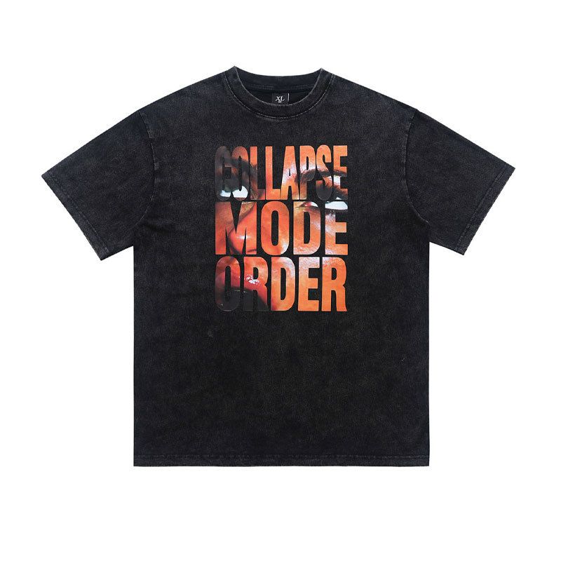 2026 New Street Style Loose Short-Sleeve Men's T-Shirt Youth Fashion 300g Printed Washed_viptrois.com