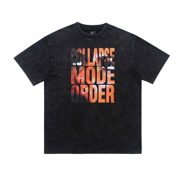 2026 New Street Style Loose Short-Sleeve Men's T-Shirt Youth Fashion 300g Printed Washed_viptrois.com