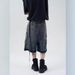 Men's Clothing Retro Raw Edge Wide Leg Drawstring Washed Denim Shorts For Boys Summer Trendy All Match Straight Five Point Pants_viptrois.com