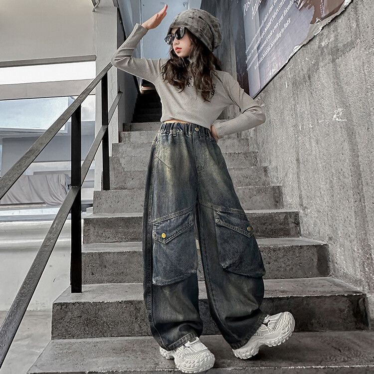 2418 Retro Heavy Jeans New Children's Miscellaneous European And American Jeans_viptrois.com