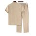 Men's Clothing New Spring And Summer Men's Short Sleeved Shirt Trousers Suit Men's Casual Stand Up Collar Shirt_viptrois.com