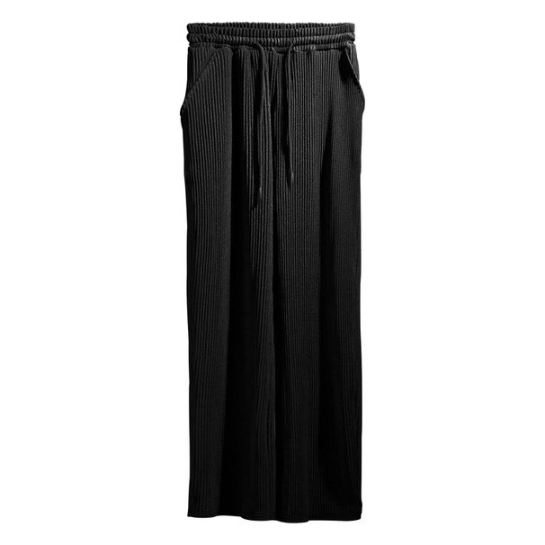 Men's Clothing Spring and Autumn Men's Casual Pants Loose Straight Pants Drapey Striped High waisted Wide leg Pants_viptrois.com