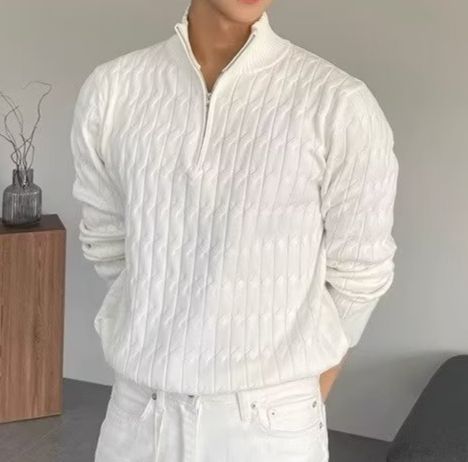 Men's Clothing Knitted Sweater Long Sleeved Polo Shirt Men's Autumn New Trend Simple Muscle Fitness Striped Lapel Top T Shirt_viptrois.com
