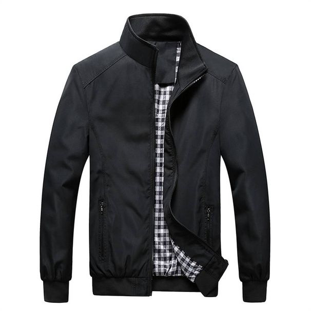 Fashion Thin Outerwear Men's Stand Collar Pure Color Long Sleeve Casual Loose Zipper Jacket M-8XL_viptrois.com
