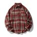 Monochrome Man- American Retro Plaid Long Sleeve Men Spring New Turn-Down Collar Pocket Shirt Textured Loose Couple Jacket For Women_viptrois.com
