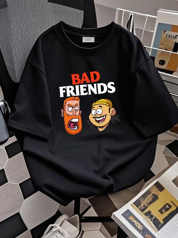 NWT Bad Friends Funny Two Man Angry Comedy T Shirt Stylish Comfortable Graphic Soft Stretched Designer Clothes Top For Everyday Wear Summer_viptrois.com