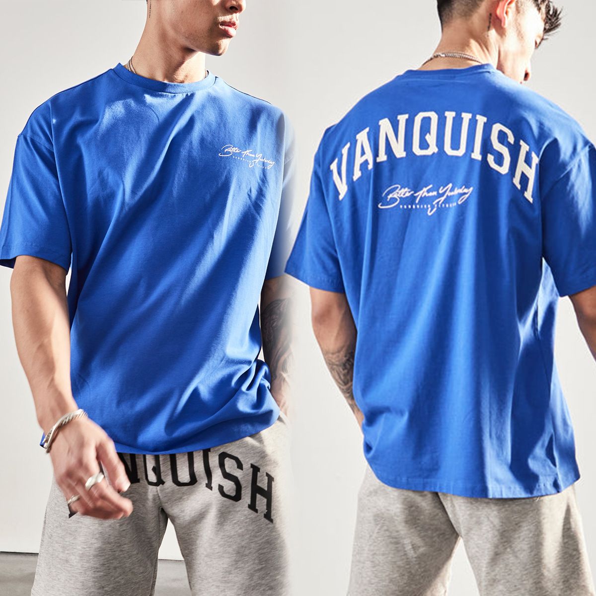 Men's Clothing Muscle Fitness Brother Round Neck Sports Men's T Shirt Running Short Sleeved Top Piece_viptrois.com