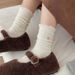 Unisex Embroidered Lace Socks With Heart Pattern, Medium Cuff, Breathable Cotton, Double-Needle Stitching, All-Season Wear_viptrois.com