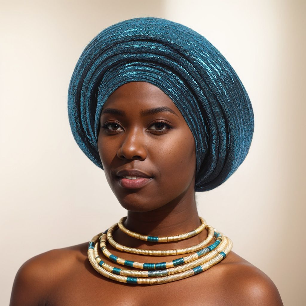 New Women's Gold Stamped Fashionable Elastic Pit Strap Laminated African Ethnic Baotou Hat_viptrois.com