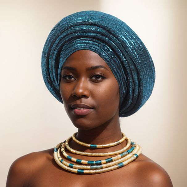 New Women's Gold Stamped Fashionable Elastic Pit Strap Laminated African Ethnic Baotou Hat_viptrois.com