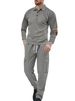 Men's Clothing Foreign Trade European And American Casual Sports Lapel Long Sleeved Two Piece Suit Men's Loose Solid Color Workwear Suit_viptrois.com