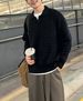 Men's Polo Neck Knit Sweater - Winter Casual Textured Pullover With Breathable Comfort_viptrois.com