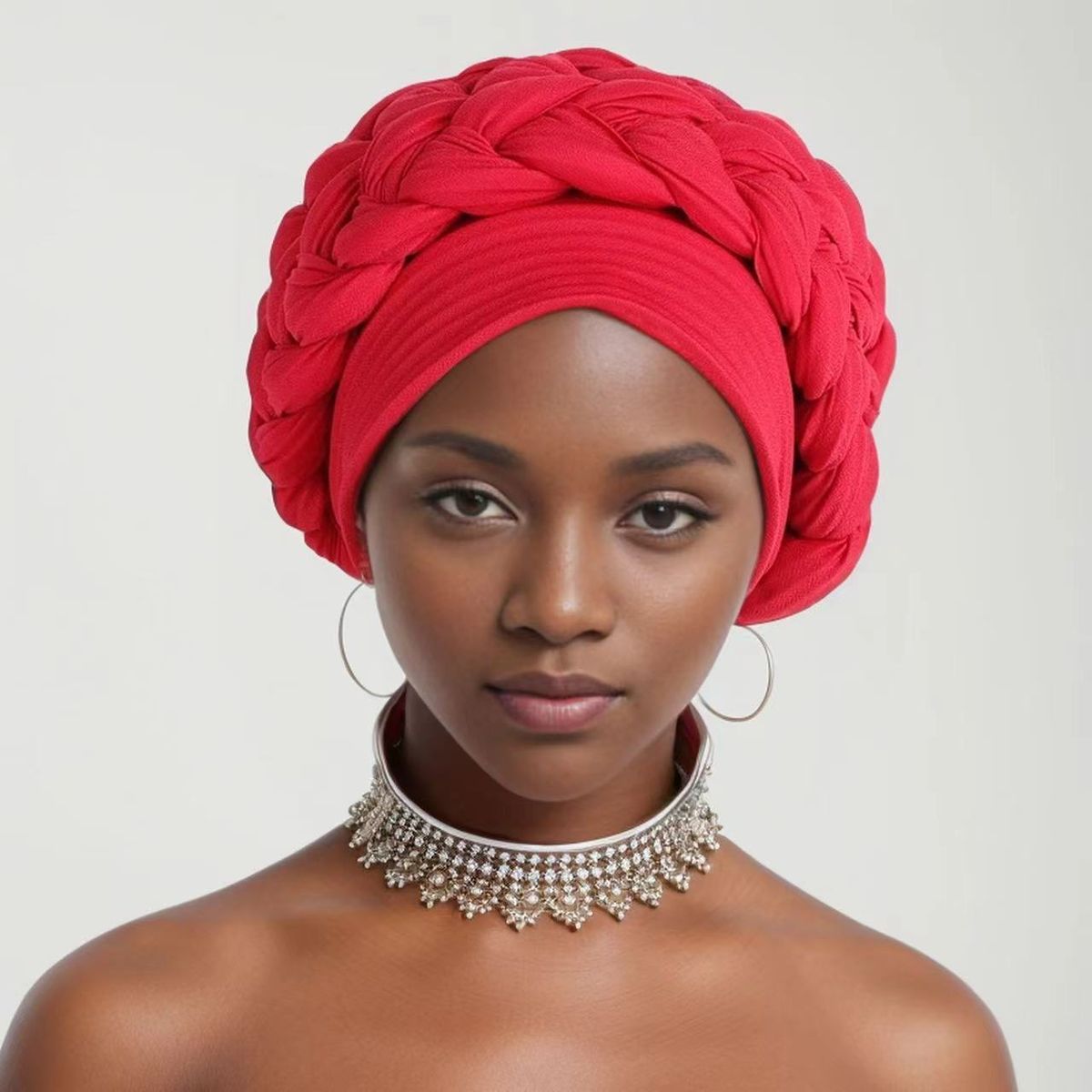 New style hand woven braided hat, messy linen wrinkled twisted hat, African hat, monochrome hat, Baotou hat_viptrois.com