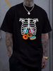 Skeleton Donuts Rib Cage Funny Halloween Costume Cosplay T-Shirt Slightly Soft Unisex Women Top Graphic Tees Women Fashion Stretched Print Round Neck Short Sleeve Casual Summer Comfortable Breathable Designer Clothes Stylish Versatile Female_viptrois.com