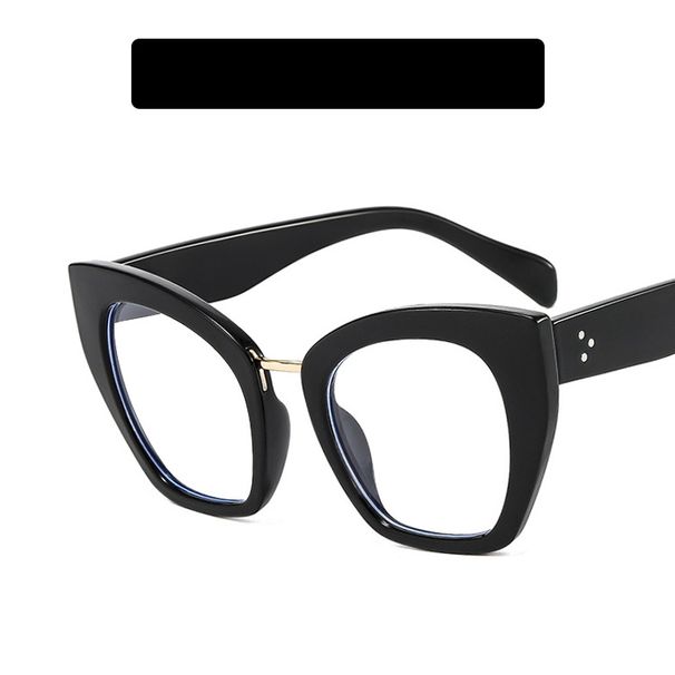 Women's Eyeglasses Cat Eye Large Frame Anti Blue Light Flat Glasses New Personalized Frame Glasses Trendy Plain Rice Nail Glasses Frame_viptrois.com
