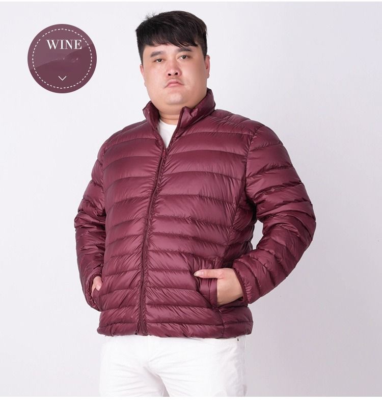 Ultra-Lightweight Down Jacket For Big & Tall Men – 550 Fill Power, 14XL Size Range, 10 Colors (Black/Burgundy/Navy/Silver)_viptrois.com