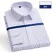 Men's Striped & Checkered Long Sleeve Dress Shirt, Wrinkle-Free Business Casual Shirt With Breathable Fabric, Slim Fit Office Wear For Spring & Summer_viptrois.com