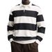 Men's Clothing Long Sleeve Striped T Shirt Men's Long Sleeve Striped T-Shirt – Relaxed Fit Button-Up Collar (Breathable Polyester, 8 Colors)_viptrois.com