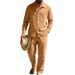Men's Casual Long Sleeve Shirt And Straight Leg Pants Set Relaxed Fit Spring Fall Outfit_viptrois.com