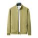 Men's Clothing Fleece Zip-Up Jacket Winter Warm Windproof Casual Outerwear For Middle-Aged Men – Lightweight & Stylish (Green, White, Brown, Beige)_viptrois.com