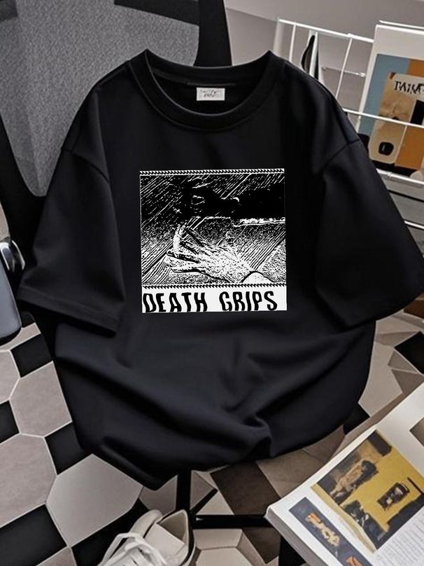 Vintage Death Grips Black T Shirt H58807 Soft Streetwear Casual Slightly Summer Graphic Versatile Top For Everyday Wear Homme Comfortable_viptrois.com