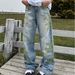 Men's Clothing Floral Embroidered Jeans Men Women - Loose Fit Straight Leg Distressed Denim Pants Vintage Wash Comfortable Cotton Blend Streetwear_viptrois.com