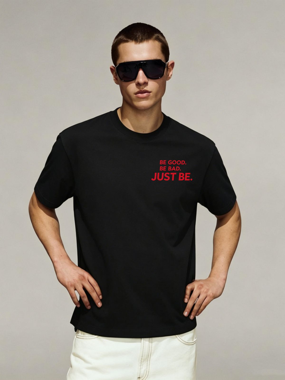 American High Street Style Oversized Red-Black Contrast Slogan Printed T-Shirt Men's Trendy Short Sleeve Top_viptrois.com