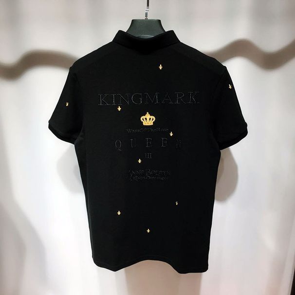 Men's Clothing Fashion Trend Men's Summer New Business Casual Polo Shirt Short Sleeve Lapel Fashionable Gold Embroidery POLO Shirt_viptrois.com