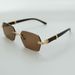 Unisex Square Glasses Rimless Cut Edge Sunglasses Women's Fashion Glasses Gradual Color Sunscreen Sunglasses_viptrois.com