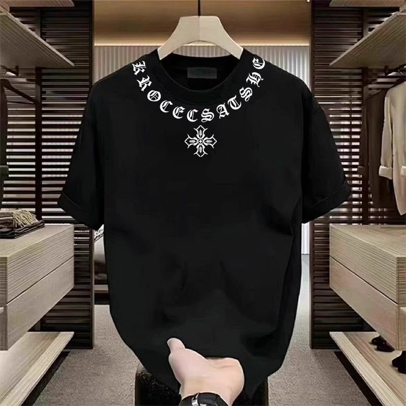 Men's Clothing Summer New Style All Match Handsome American Hong Kong Style Short Sleeved T Shirt Top Ins Half Sleeved Round Neck_viptrois.com