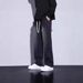 New High Street Wide-leg Pants For Men, Black Gray, Spring And Autumn Style, Men's Loose Straight Casual Trendy Brand_viptrois.com