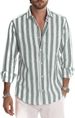 New Long-sleeved Lapel Striped Shirt, Loose Shirt For Men_viptrois.com