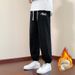 Heavyweight Sherpa-Lined Fleece Pants – Winter-Ready Relaxed Fit (Black/Dark Gray, Straight & Tapered Styles)_viptrois.com