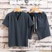 Men's Clothing Men's Short Sleeved Shorts Suit Summer Cotton And Linen Two Button Large Size Solid Color Men's T Shirt Two Piece Suit_viptrois.com