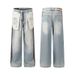 Men's Clothing Retro Reverse Wear Design Jeans Men's Loose Wide Leg Casual Straight Pants_viptrois.com