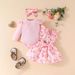 "3-Piece Baby Girl Dress Set With Ruffled Sleeves, Bow Details & Overalls – Soft Cotton Knit, Cute Animal & Floral Prints (80-100cm, 1-3 Years)"_viptrois.com