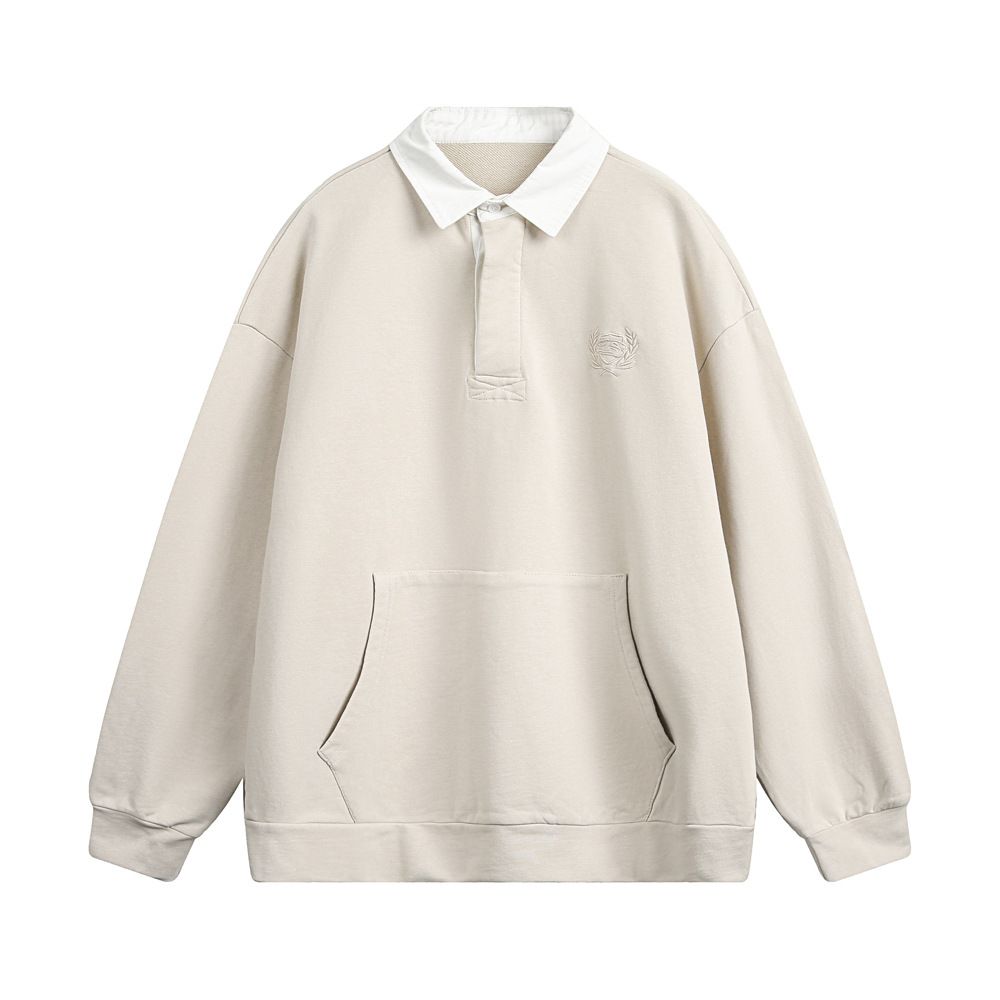 American Street Fashion Loose Turn-Down Collar Sweatshirt Men's Sports College Style Spring And Autumn Long Sleeve_viptrois.com
