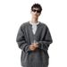 Solid Color V-neck Sweater Men's Winter Gray Loose Casual Lazy Versatile Knitted Top_viptrois.com