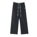 Men's Clothing style double waist stitching striped casual pants for women summer new all match lace up design loose straight wide leg pants_viptrois.com