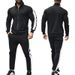 Men's 2-Piece Casual Sportswear Set With Contrast Zipper Stand Collar Jacket & Long Pants_viptrois.com