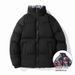Men's Reversible Short Puffer Jacket With Stand Collar - Stylish Streetwear Bomber Coat For Winter (Black/Khaki/Gray)_viptrois.com