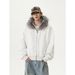 Men's Clothing American Retro Fur Collar Zipper Cardigan Hooded Sweatshirt Men And Women Short Cleanfit Solid Color Jacket_viptrois.com