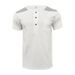2024 Cross-border Summer Short Sleeve Men's T-Shirt Heavy Button-Up T-Shirt Color Matching Thin Henry Short Sleeve Top Men_viptrois.com