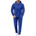 Men's Long Sleeve Two Piece Suit Hooded Waffle Knit Pants Autumn_viptrois.com