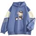 American Style Color Block Couple Loose Cartoon Anime Print Pullover Outerwear Cool Top Sweatshirt_viptrois.com