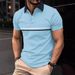 Striped Printed Short Sleeved Lapel T-shirt, Oversized Men's Simple And Sporty Polo_viptrois.com
