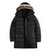 Men's Longline Hooded Winter Coat - Detachable Fleece-Lined Jacket (Black/Navy, XS-XL)_viptrois.com