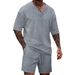 Men’s Solid & Jacquard Short Sleeve Tee & Shorts Set – Breathable Spring/Summer Casual Outfit_viptrois.com